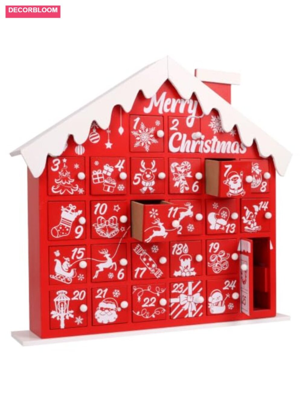 Wooden Christmas Advent Calendar 25 Drawers Countdown Holiday Decor